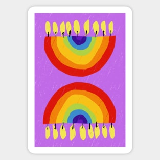 Rainbow Chanukiah Lilac Print Sticker